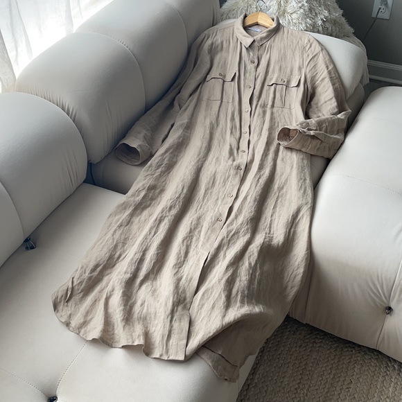 GLOBUS 100% Linen Shirt-Dress Size M - Picture 5 of 12
